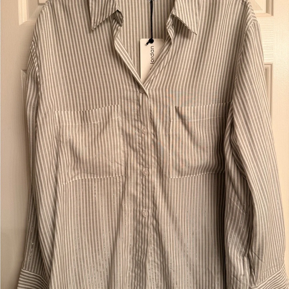 Women’s XL Striped Green Sparkly Top Shirt - Picture 7 of 7